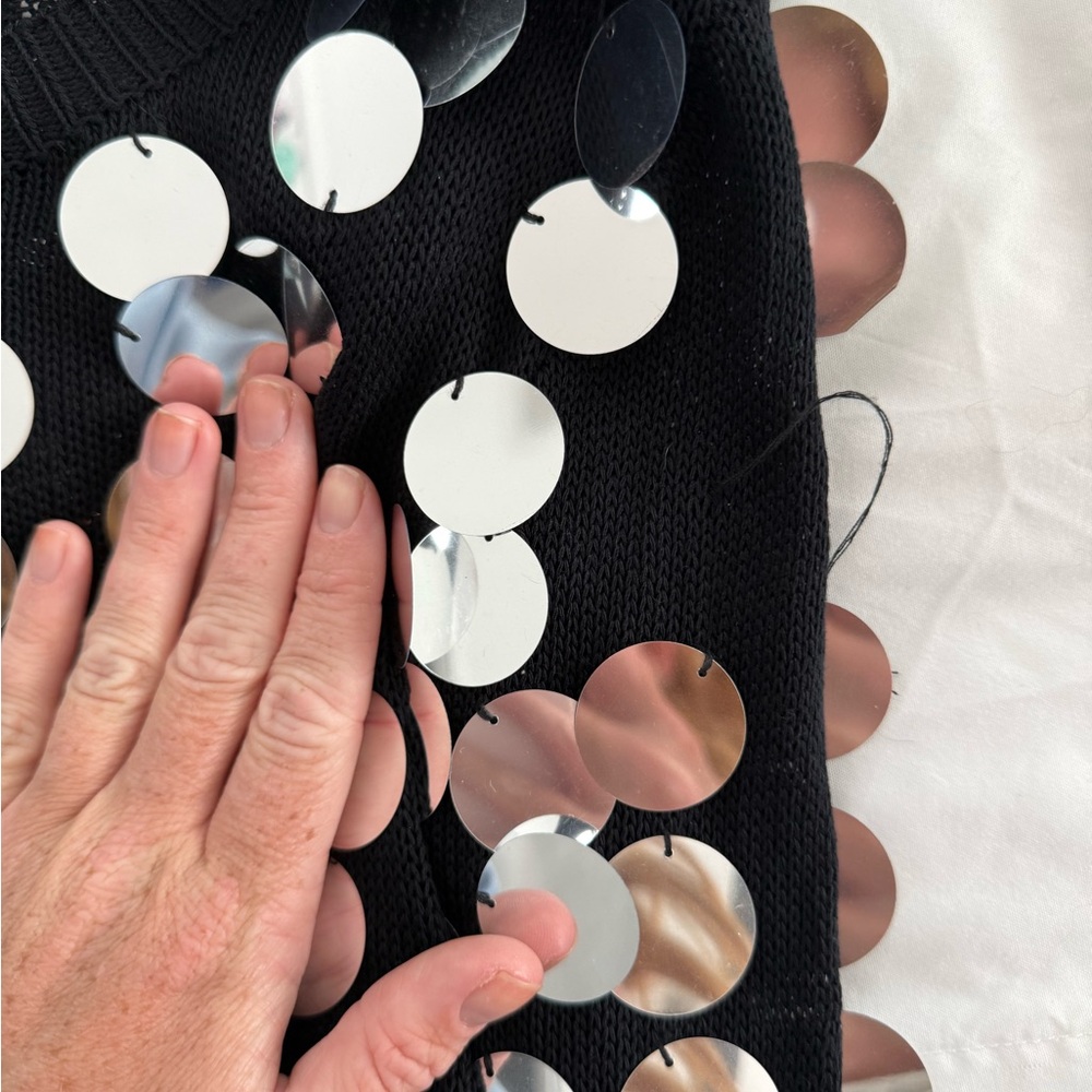 Black Sequin Long Sleeve Top - Picture 4 of 7